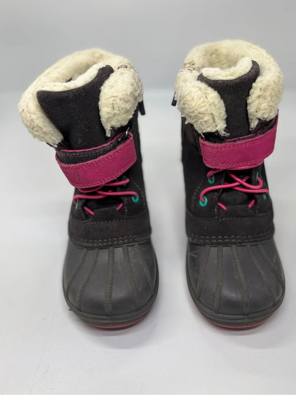 Cat & Jack Girls Winter Snow Boots Size 11 Black Pink Thermolite